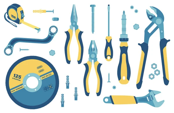 Ensemble d'outils pour la construction et la réparation dans le style plat. Vecteur — Image vectorielle