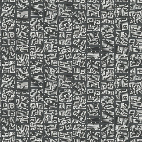 Resumen Geométrico Dibujado Mano Blanco Negro Cuadrados Patrón Sin Costura — Archivo Imágenes Vectoriales