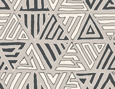Soyut geometrik el çizimi, tuhaf gri üçgenler, dikişsiz desen. Vektör karalama arkaplanı.