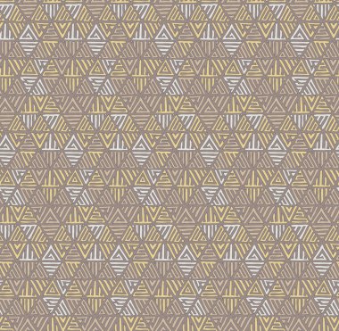 Soyut geometrik el yapımı garip üçgenler dikişsiz desen. Pastel renklerde vektör karalama arkaplanı.