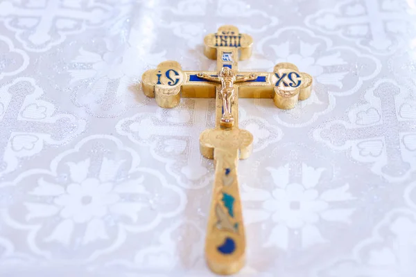 Church Utensil Altar Cross Table Ceremony Christening — Stock Photo, Image