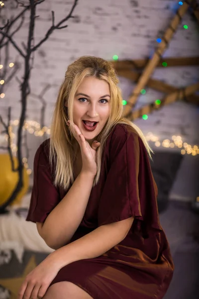 Surprise Fille Noël Beauté Modèle Femme — Photo