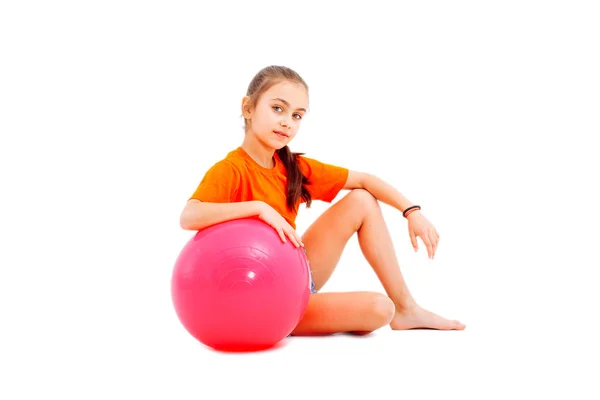 Fitness girl holding pilates ball. — Stock Photo, Image