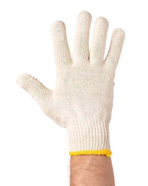 Männliche Hand trägt Arbeitshandschuh — Stockfoto