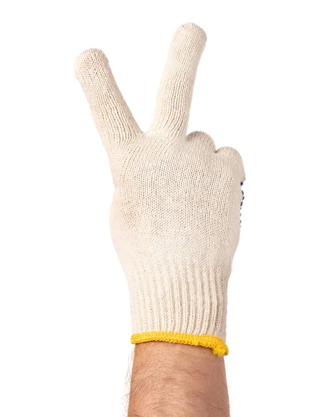 Чоловіча рука в робочій рукавичці — стокове фото