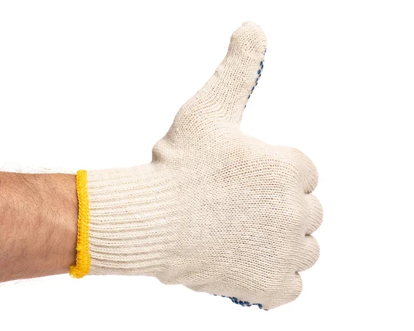 Чоловіча рука в робочій рукавичці — стокове фото