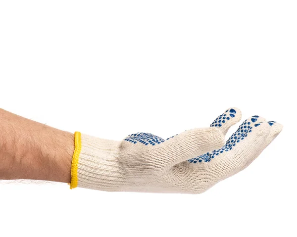 Männliche Hand trägt Arbeitshandschuh — Stockfoto