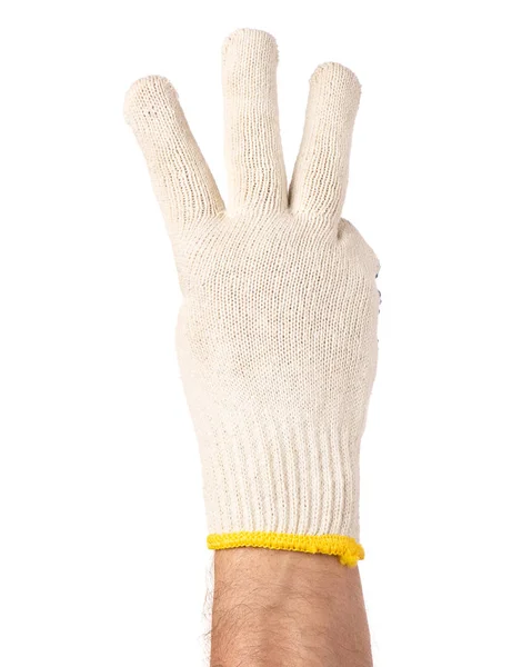 Männliche Hand trägt Arbeitshandschuh — Stockfoto