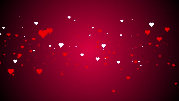 Flying Hearts Animacji Ciemnym Tle Czerwony — Wideo stockowe