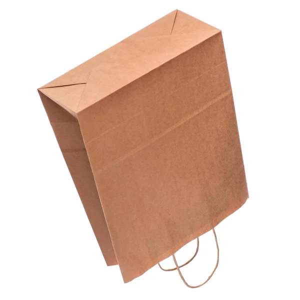 One Empty Brown Paper Bag Recycled Paper Shopping Bag Isolated — Stock Photo, Image