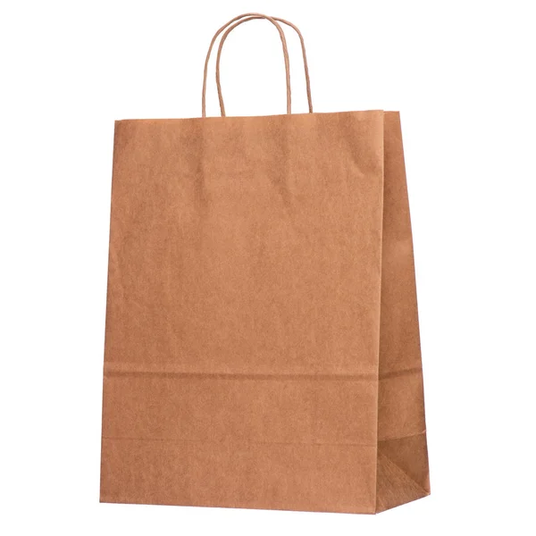 Sacchetto Carta Marrone Vuoto Carta Riciclata Shopping Bag Isolato Sfondo — Foto Stock