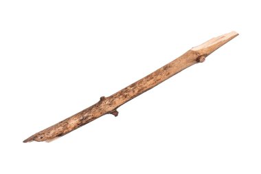 Tek bir kuru ağaç dalı, beyaz arka planda izole edilmiş. Tasarım için ağaç dalını doğadan tutun.