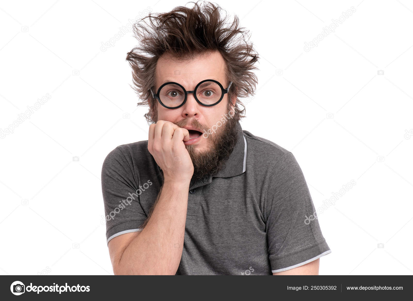 Crazy Bearded Man Emotions And Signs Stock Photo C Denisnata