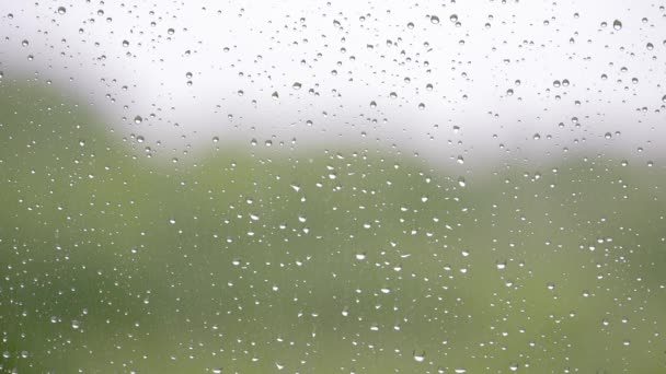 Gotas de lluvia en el cristal de la ventana — Vídeos de Stock