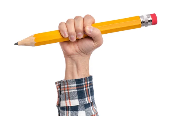 Hand with big pencil — Stock Photo, Image