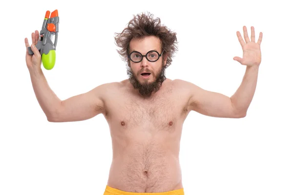 Crazy bearded man - beach concept — Stock Photo, Image