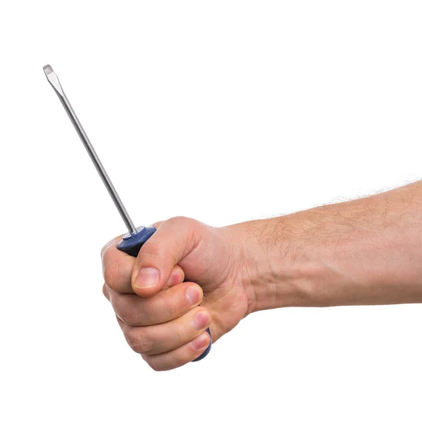 Męska ręka ze śrubokrętem — Zdjęcie stockowe