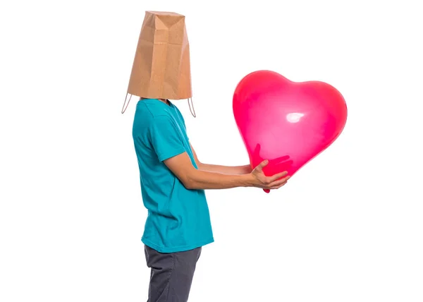 Niño con bolsa de papel sobre la cabeza — Foto de Stock