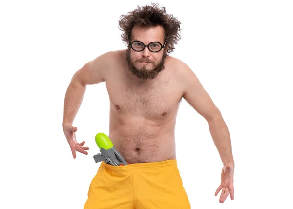 Çılgın sakallı adam - plaj konsepti — Stok fotoğraf