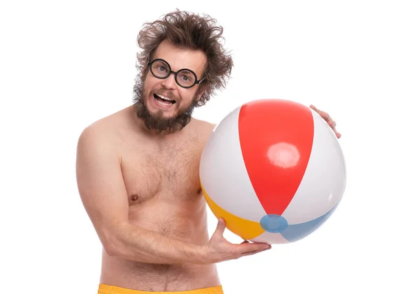 Çılgın sakallı adam - plaj konsepti — Stok fotoğraf