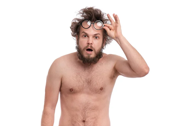 Louco barbudo homem emoções e sinais — Fotografia de Stock