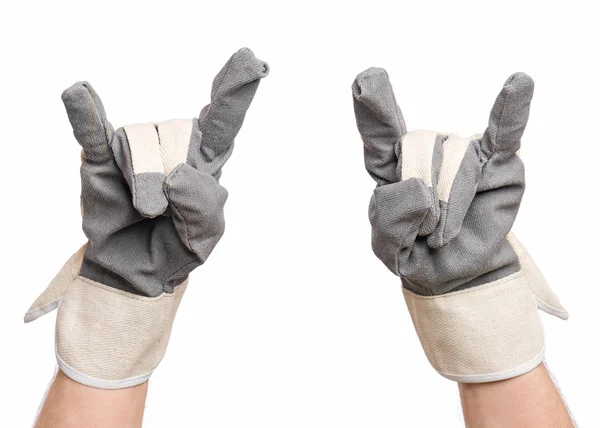 Ανδρικό χέρι που φοράει γάντι εργασίας — Φωτογραφία Αρχείου