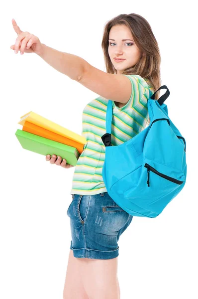 Estudante menina no branco — Fotografia de Stock