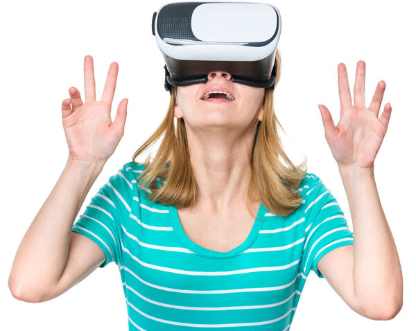 Woman in virtual reality glasses