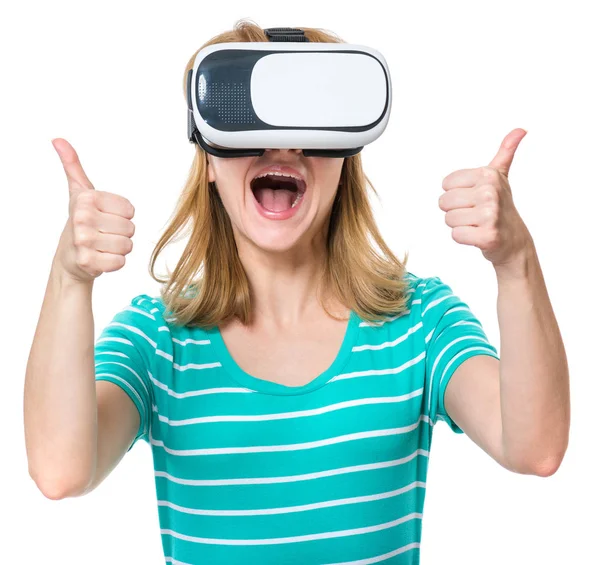 Mujer en gafas de realidad virtual —  Fotos de Stock