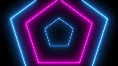 Soyut fütüristik tüneldeki neon ışıklı uçuş animasyonu ile soyut arkaplan.