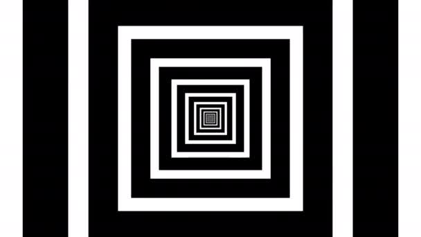 Tunneleffekt Schwarz Weiß Quadrate Inneren Mehr Quadrate Abstrakte Optische Täuschung — Stockvideo