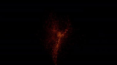 Uçan kıvılcımların siyah üzerindeki canlandırması