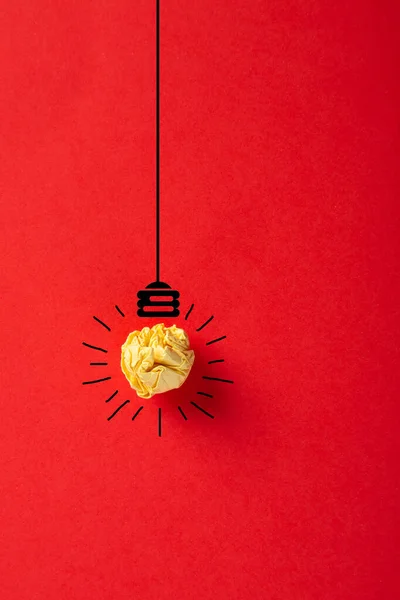 Idea Creativa Inspiración Nueva Idea Innovación Con Bombilla Papel Arrugado —  Fotos de Stock