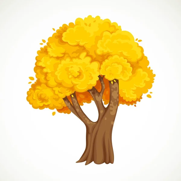 Árbol Otoñal Con Dibujo Vectorial Follaje Amarillo Aislado Sobre Fondo — Vector de stock