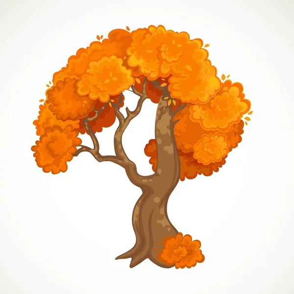 Autumn Tree Orange Foliage Vector Drawing Isolated White Background — Stock Vector