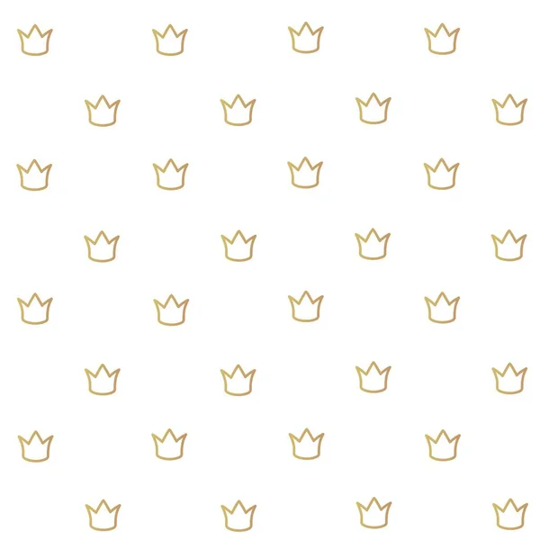 Seamless Pattern Gold Crown Shape Isolated White Background — Stock Vector