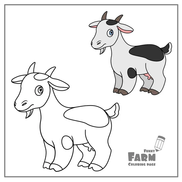 Cute Cartoon Goat Color Outlined White Background Coloring Page — Stock Vector