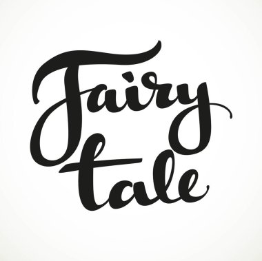 Peri masalı beyaz arkaplanda siyah kaligrafik yazı