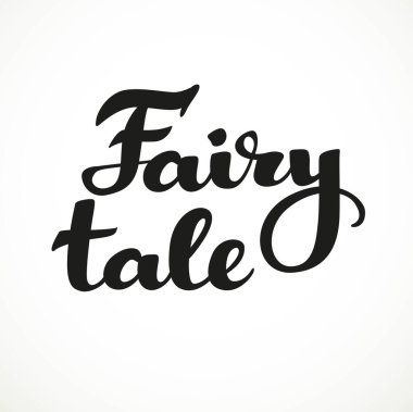 Beyaz bir arkaplanda peri masalı kaligrafik yazıları