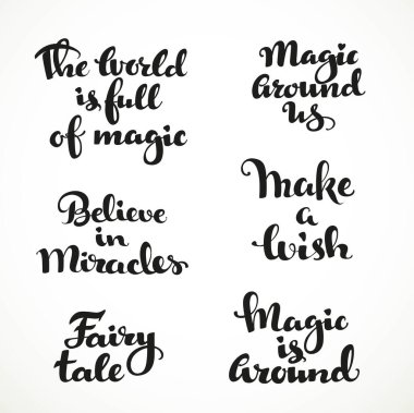 Beyaz bir arkaplan üzerine sihirli hat yazma seti