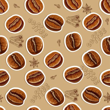 Gerçekçi kahve çekirdekleri ve kusursuz kaligrafi.