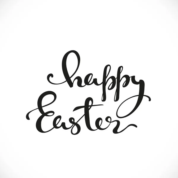 Happy Easter Black Calligraphic Inscription White Background — Stock Vector