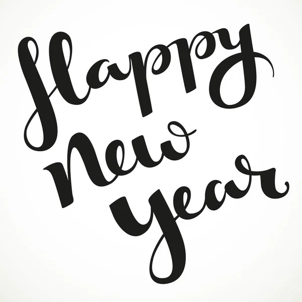 Szczęśliwego Nowego Roku Czarny Diagonalny Napis Kaligraficzny Białym Tle — Wektor stockowy