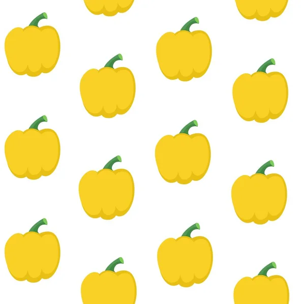 Seamless Pattern Fresh Yellow Bell Peppers White Background — Stock Vector