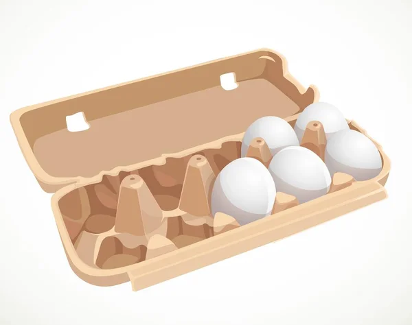 Chicken Eggs Cardboard Tray Isolated White Background — Stock Vector