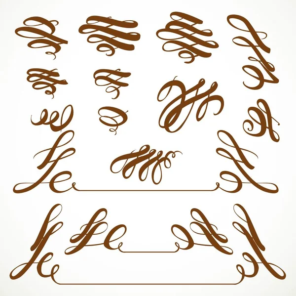 Ensemble Éléments Calligraphiques Asymétriques Pour Conception Sur Fond Blanc — Image vectorielle