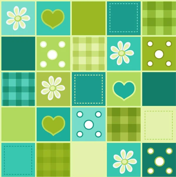 Seamless Patchwork Pattern Green Tones — Stock Vector