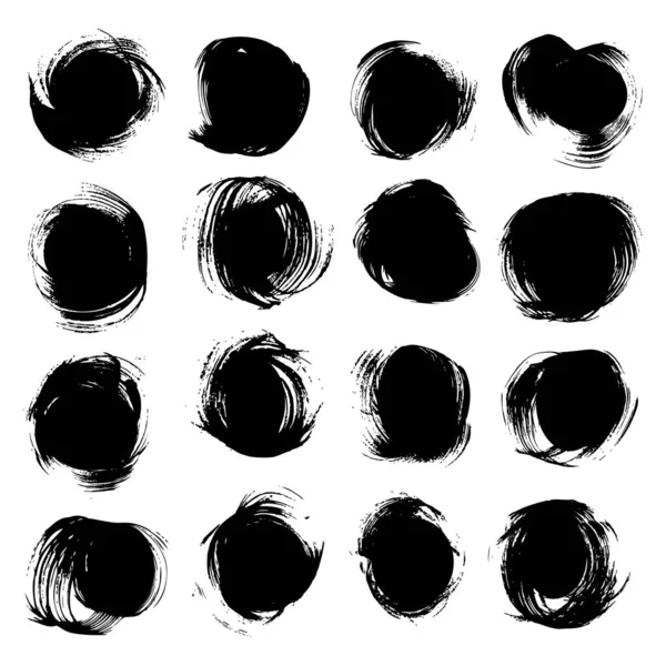 Circles Black Abstract Handdrawn Realistic Strokes Isolated White Background — Stock Vector
