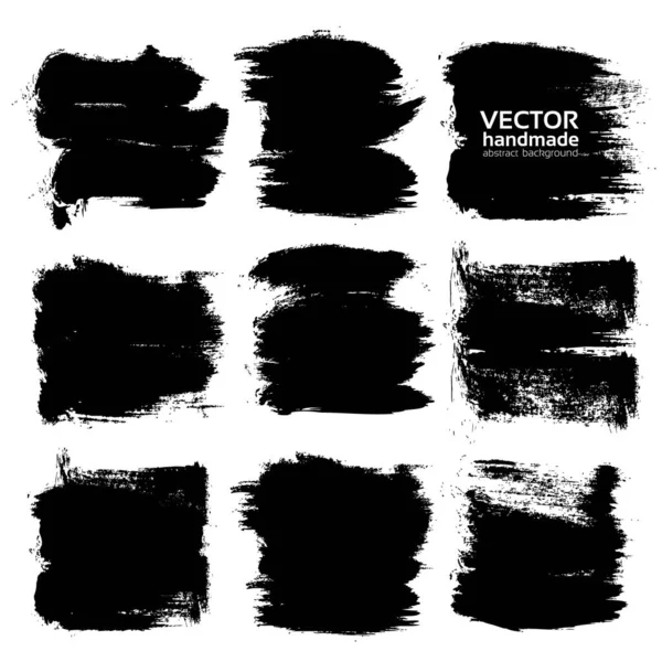 Abstract Black Textured Strokes Isolated White Background — Stock Vector