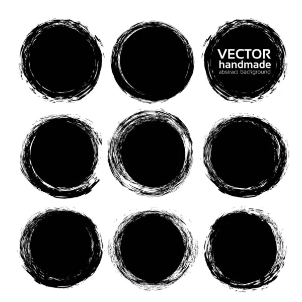 Círculo Negro Abstracto Trazos Aislados Sobre Fondo Blanco — Vector de stock